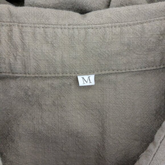 Olive Green Cotton 3/4 Sleeve, Collared Button Blouse; Size M - Picture 3 of 6